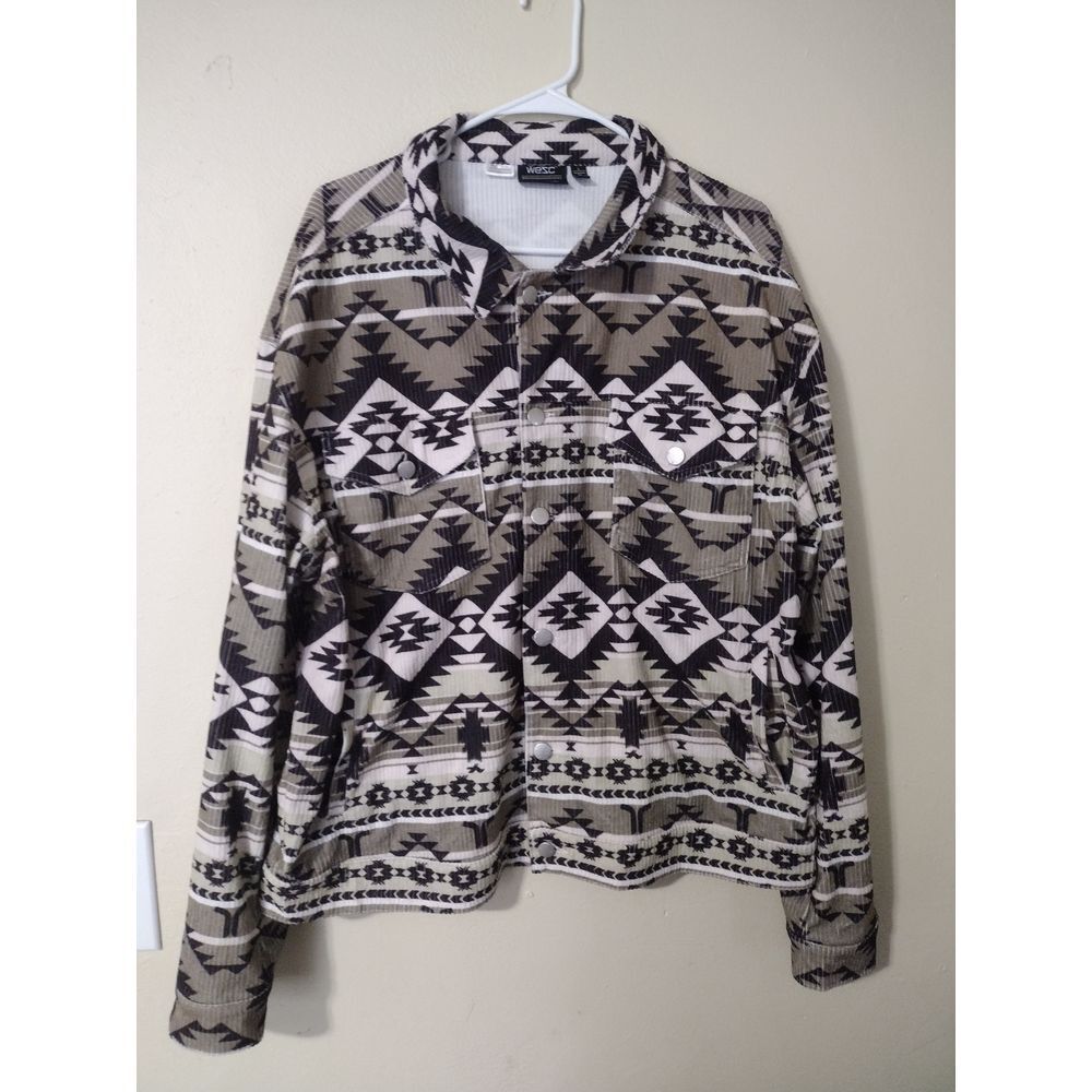 WeSC Aztec Print Button Down Shirt Southwestern Native American Pattern Size‎ L